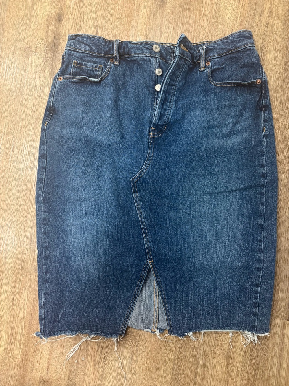 Old Navy Dark Blue Denim Pencil Skirt with Front Slit